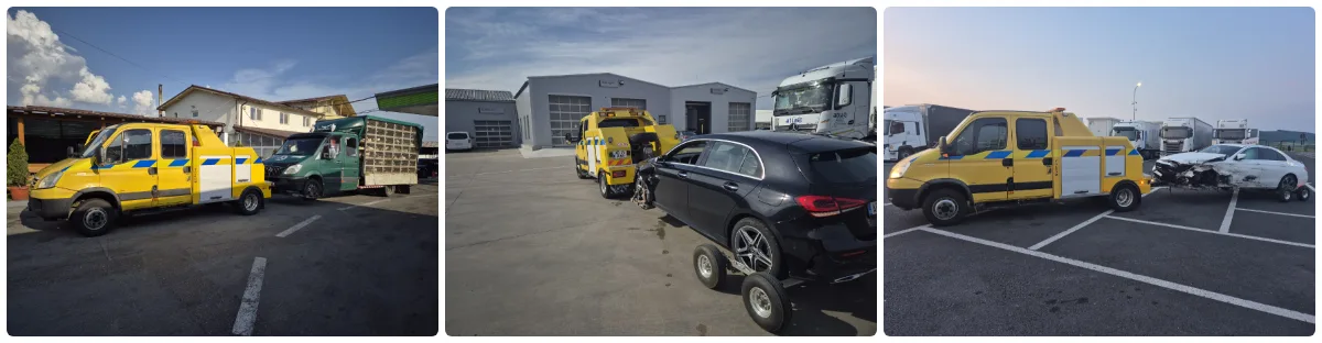 Autoplatforma Mercedes-Benz pentru tractari auto Sebes pe Autostrada A1 si A10
